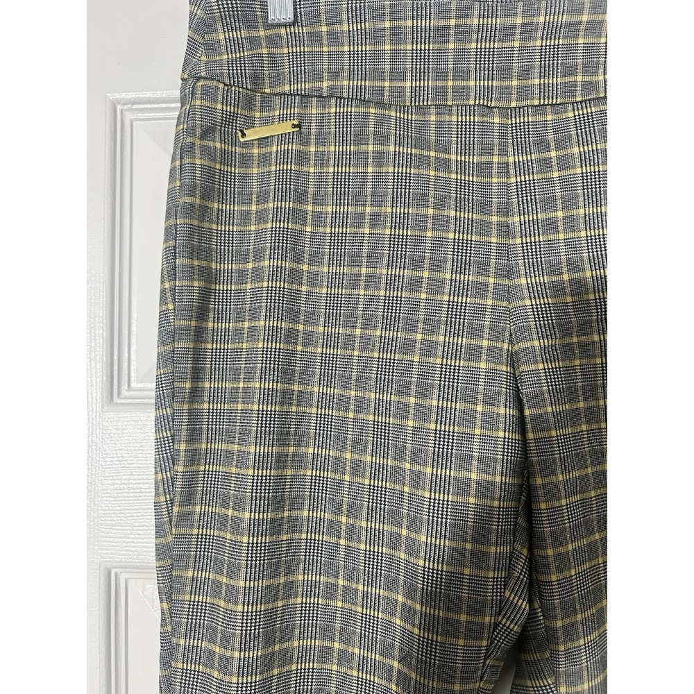 Counterparts Plaid Cigarette Pants Size 6 Gray Yellow Windowpane Ankle Workwear - Picture 3 of 8